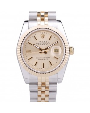Rolex Datejust Gold Dial Ribbed Bezel 7450