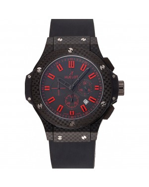 Hublot Big Bang Carbon Dial With Red Markings Carbon Case And Bezel Black Rubber Strap 622775