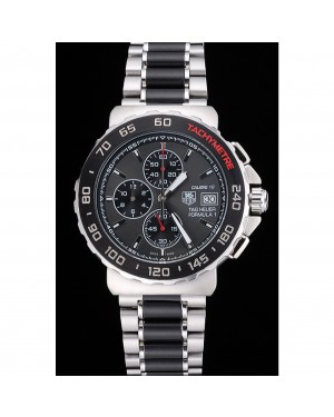 Tag Heuer Formula 1 Calibre 16 Chronograph Black Dial Two Tone Stainless Steel Band 622413