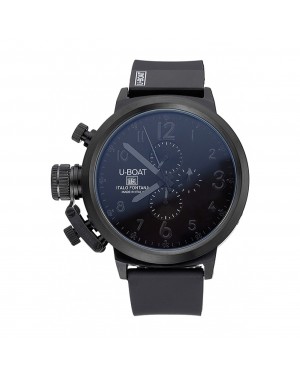 U-Boat Flightdeck Black Dial Black Steel Case Black Rubber Bracelet 622713