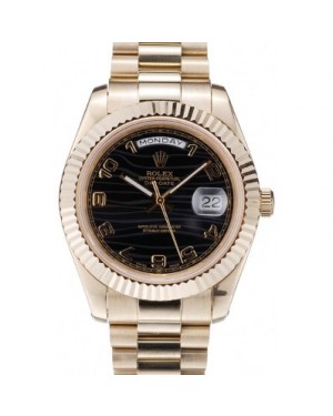 Rolex Daytona Rose Gold Case Black Dial Black Leather Strap