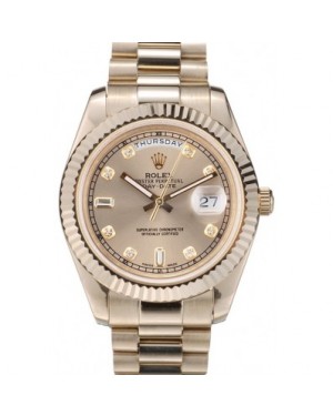 Rolex DayDate Gold Stainless Steel Ribbed Bezel Goldish Dial 41979