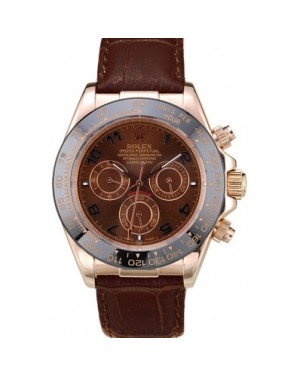 Rolex Daytona Rose Gold Case Brown Dial Brown Leather Strap