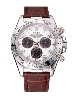 Rolex Cosmograph Daytona Stainless Steel Case Grey Racing Dial Leather Bracelet 622632