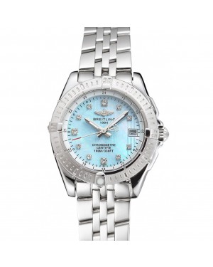 Breitling Colt Lady Light Blue Dial Diamond Hour Marks Stainless Steel Case And Bracelet