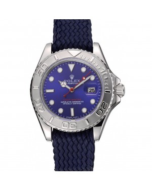 Rolex Yacht Master Blue Dial Blue Fabric Bracelet 1453868