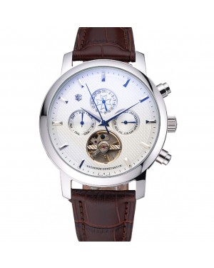 Vacheron Constantin Patrimony Traditionnelle Silver Case Brown Leather Strap 622304