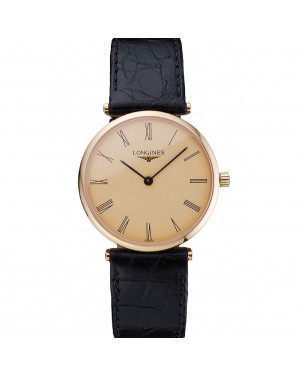 Longines La Grande Classique Champagne Dial Black Leather Band Homme 622123