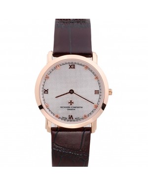 Vacheron Constantin Silver Dial Rose Gold Case Rich Maroon Bracelet