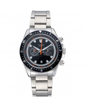 Tudor Heritage Chronograph Black Dial Stainless Steel Bracelet 622418