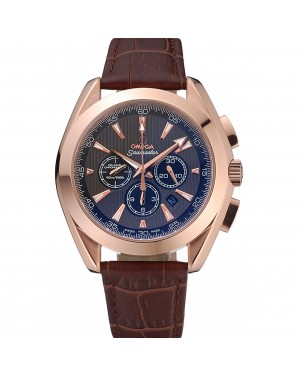 Omega Seamaster Aqua Terra Chronograph Teak-Black Dial Brown Leather Bracelet 622531
