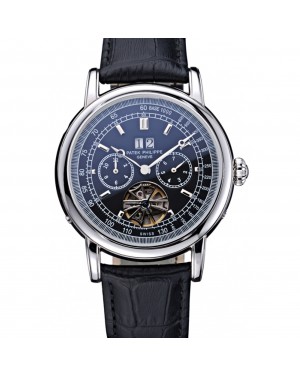 Patek Philippe Geneve Grand Complications Black Face Tourbillon Stainless Steel Black Band 622155