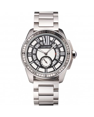 Cartier Calibre De Cartier Small Seconds Black And White Dial Stainless Steel Case And Bracelet