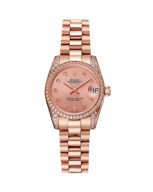 Swiss Rolex DateJust Rose Gold Dial Diamond Case Rose Gold Bracelet 1453977