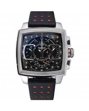 Tag Heuer Monaco Mikrograph Black Leather Strap Black Dial 7923