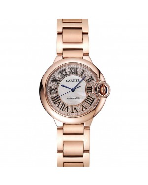 Swiss Cartier Ballon Bleu 40 MM Diamond Dial Rose Gold Bracelet 1453883