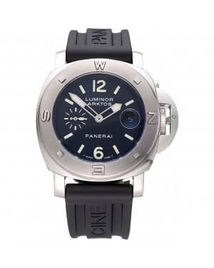 Panerai Luminor Brushed Stainless Steel Case Black Dial Black Rubber Strap 98165