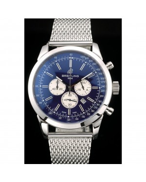 Breitling Transocean Stainless Steel Case Blue Dial