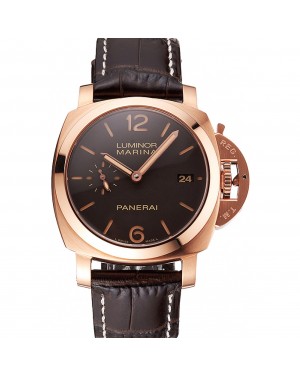 Swiss Panerai Luminor Marina 1950 3 Days Oro Rosso Brown Dial Rose Gold Case Brown Leather Strap