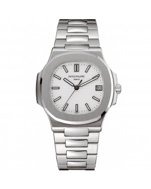 Swiss Patek Philippe Nautilus White Dial Stainless Steel Bracelet 1453946