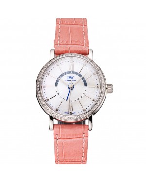 IWC Portofino Day And Night White Dial Stainless Steel Case Pink Leather Strap