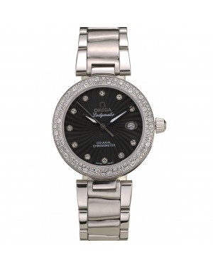 Omega DeVille Ladymatic iamond Plated Bezel Black Dial