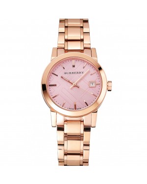 Burberry The City Pink Dial Rose Gold Case And Bracelet