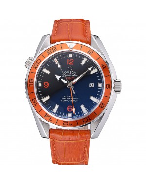 Omega Seamaster Planet Ocean GMT Orange Dial Orange Leather Band 622395