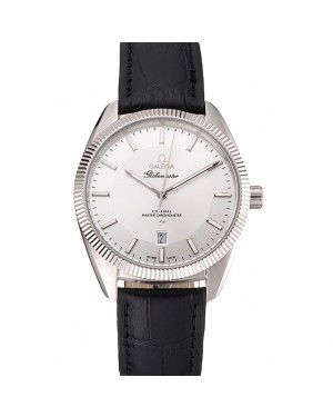Omega Globemaster Silver Dial Stainless Steel Case Black Leather Strap
