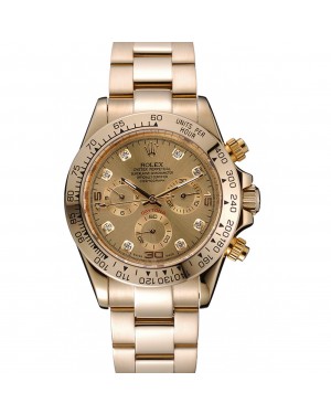 Rolex Cosmograph Daytona Brown Dial Diamond Numerals Gold Case And Bracelet 1454245
