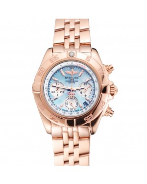 Breitling Chronomat Quartz Light Blue Dial Rose Gold Case And Bracelet