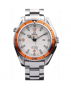 Omega Seamaster Planet Ocean Co-axial Orange Case White Dial