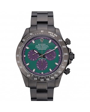 Rolex Daytona Black Ion Plated Tachymeter Black Stainless Steel Strap Green Dial 80246