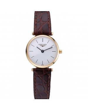 Longines La Grande Classique White Dial Brown Leather Strap Femme 622120
