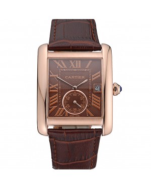 Cartier Tank MC Brown Dial Gold Case Brown Leather Strap 622583