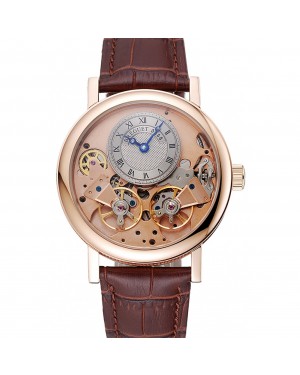 Breguet Tradition Grey Dial Gold Case Brown Leather Bracelet 1454031