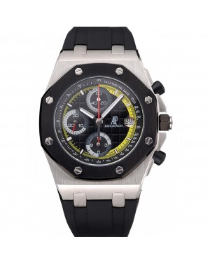 Swiss Audemars Piguet Royal Oak Offshore Black And Yellow Dial Stainless Steel Case Black Rubber Strap 622855