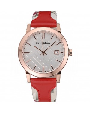 Burberry The City Classic Silver Dial Red Bracelet 622567