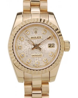 Rolex DateJust Ribbed Pattern Gold Bezel Gold Dial