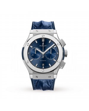 Swiss Hublot Classic Fusion Blue Chronograph Titanium 521.NX.7170.LR 45mm