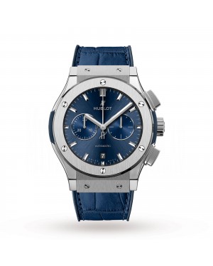 Swiss Hublot Classic Fusion Blue Chronograph Titanium 541.NX.7170.LR 42mm