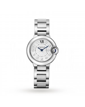 Swiss Ballon Bleu de Cartier watch, 28 mm, steel, diamonds