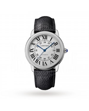 Swiss Ronde Solo de Cartier watch, 42mm, steel, leather