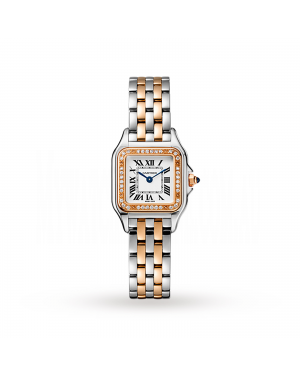 Swiss Panthère de Cartier watch, Small model, rose gold and steel, diamonds