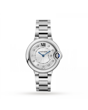 Swiss Ballon Bleu de Cartier watch, 33 mm, steel, diamonds