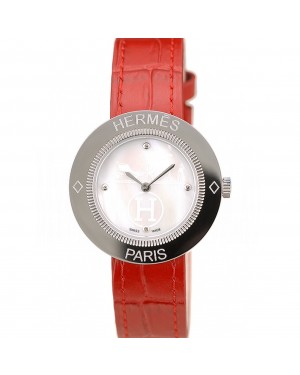 Hermes Classic MOP Dial Red Leather Strap