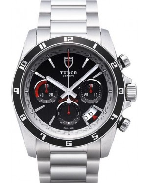 AAA Replica Tudor Grantour Chrono Bay Black Dial Steel Strap Mens Watch 20530N-1