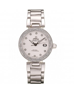Omega DeVille Ladymatic iamond Plated Bezel White Dial