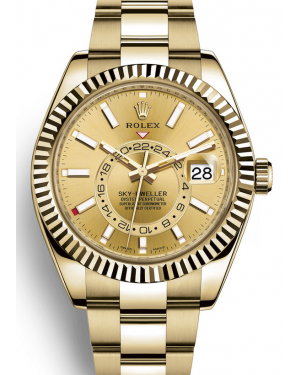 AAA Replica Rolex Sky-Dweller GMT 42mm Yellow Gold Mens Watch 326938-0003