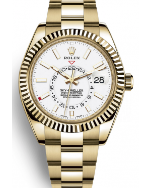 AAA Replica Rolex Sky-Dweller GMT 42mm White Dial Mens Watch 326938-0005